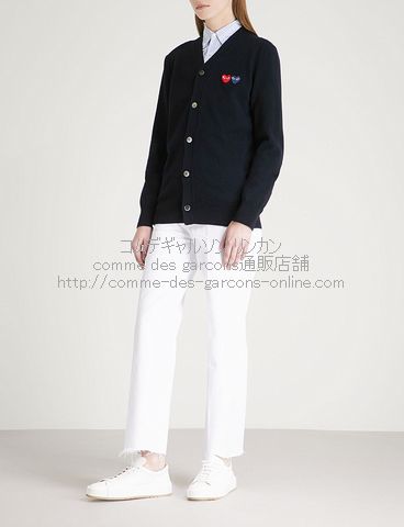 コムデギャルソン プレイ(Play) ダブルハート カーディガン ネイビー