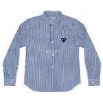 プレイ コムデギャルソン長袖シャツ 黒ハート・ブルー・ストライプ