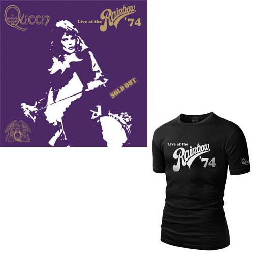 QUEEN LIVE AT THE RAINBOW '74 LOGO BLACK T-SHIRT S[CD] - クイーン