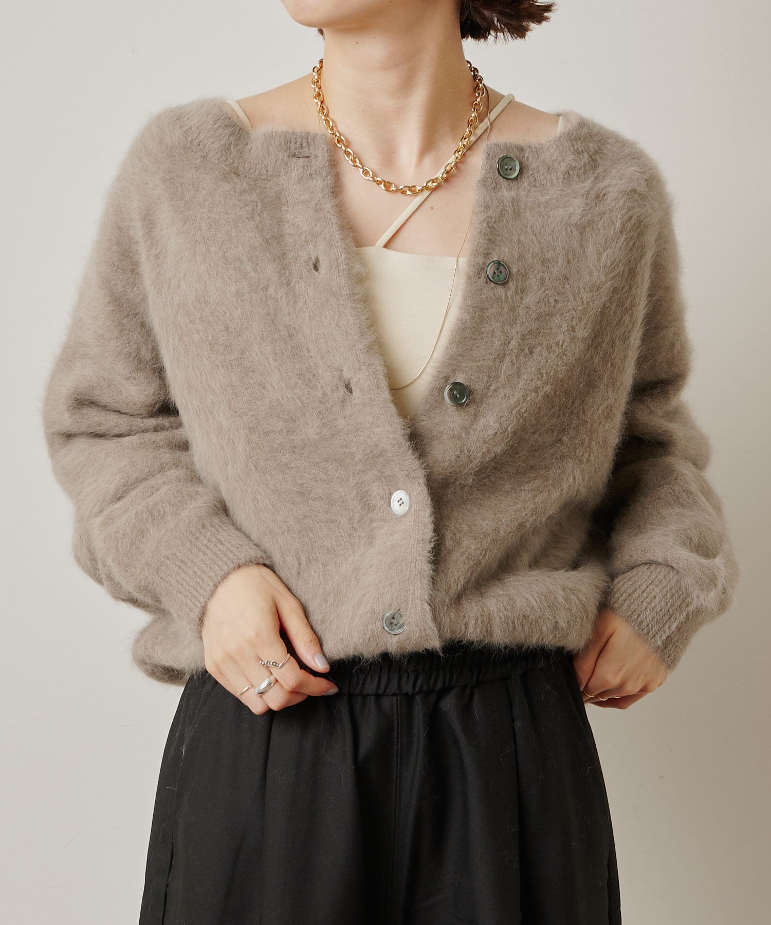 ファーカシミヤ2WAYカーディガン | Omekashi(オメカシ)レディース