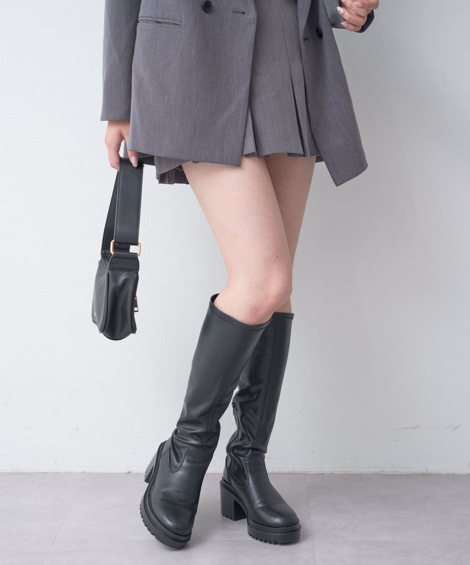 Chico】厚底チャンキーストレッチロングブーツ | OUTLET(アウトレット