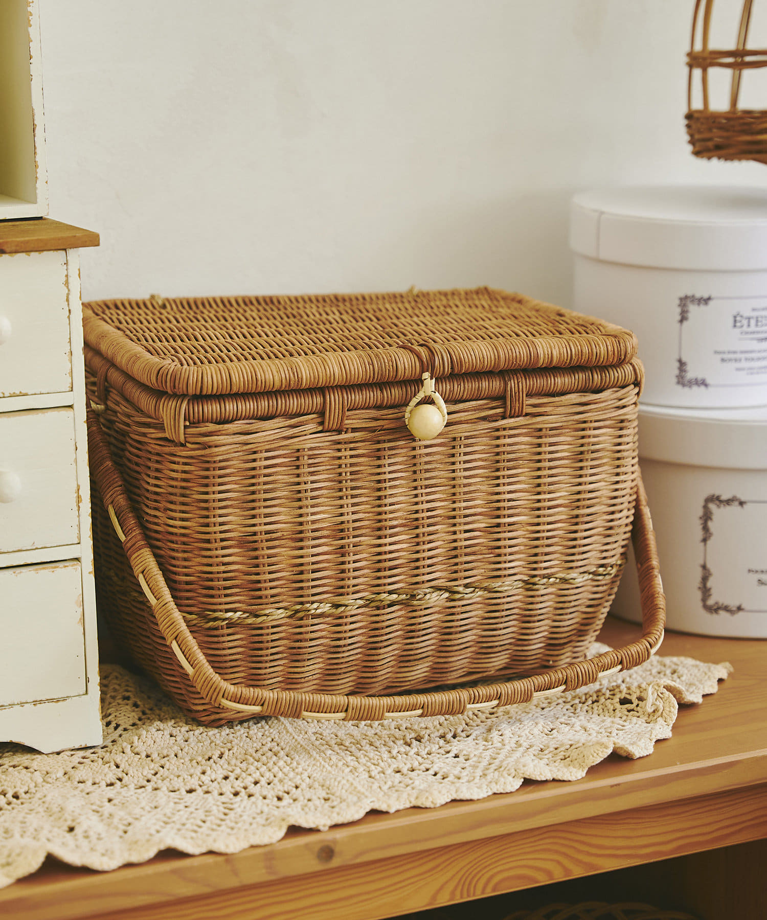 アンティーク籠蓋付き 【公式通販】