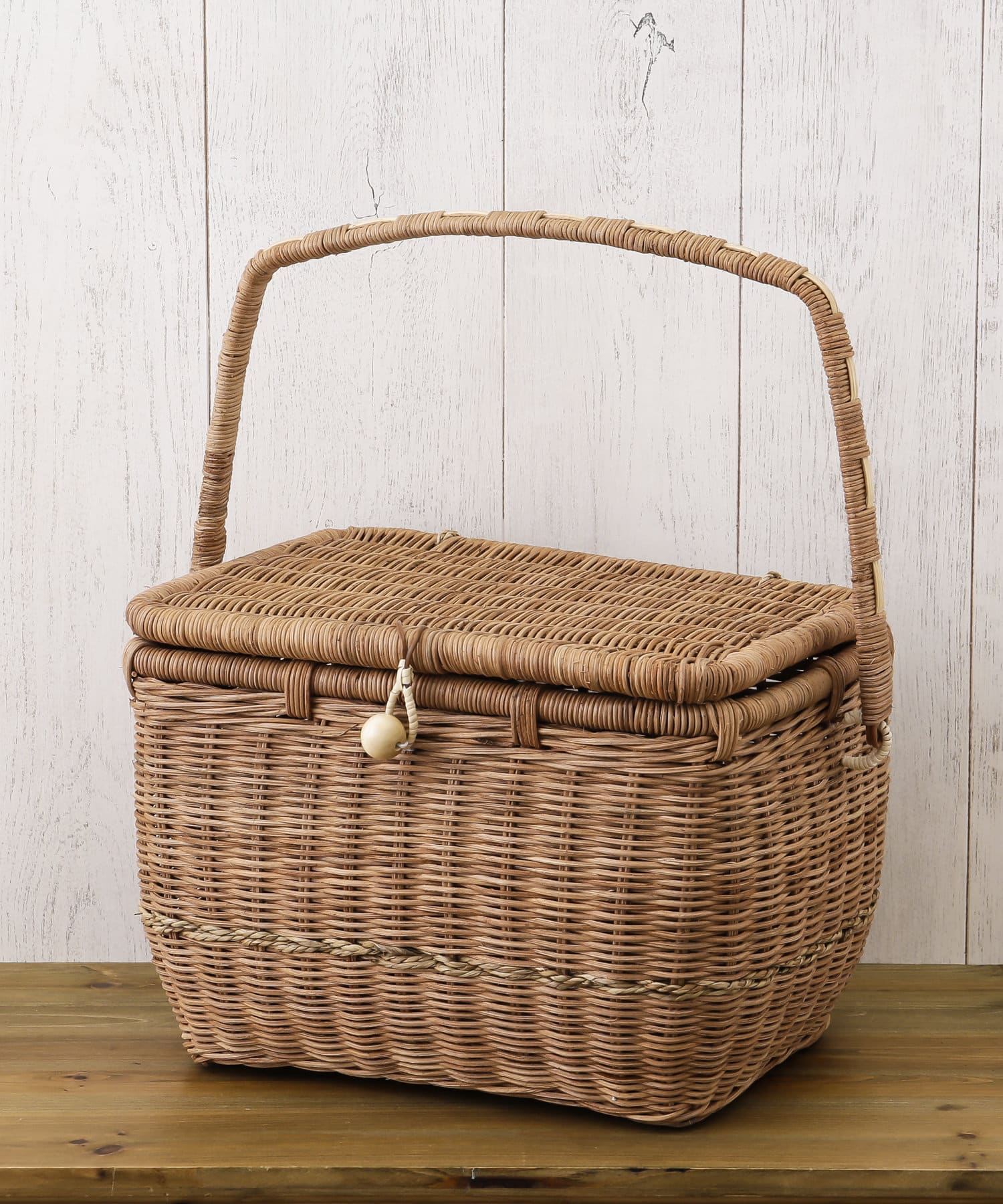 ラタン蓋つきワンハンドルバスケット | salut!(サリュ)ライフスタイル