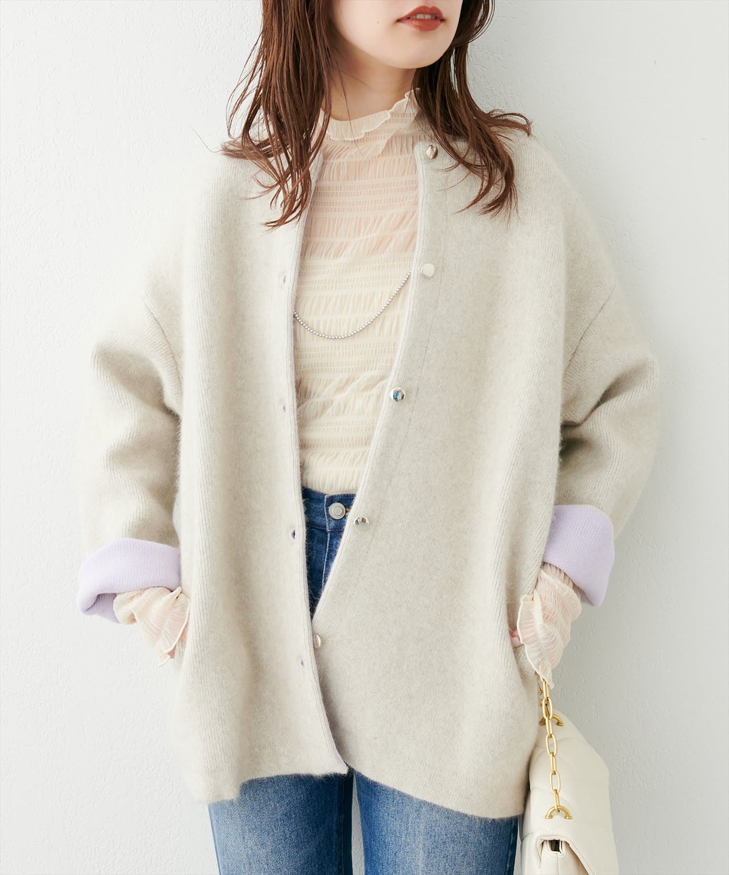 2022AWアイテム/フォックス混ダブルフェイス高見えニットコート