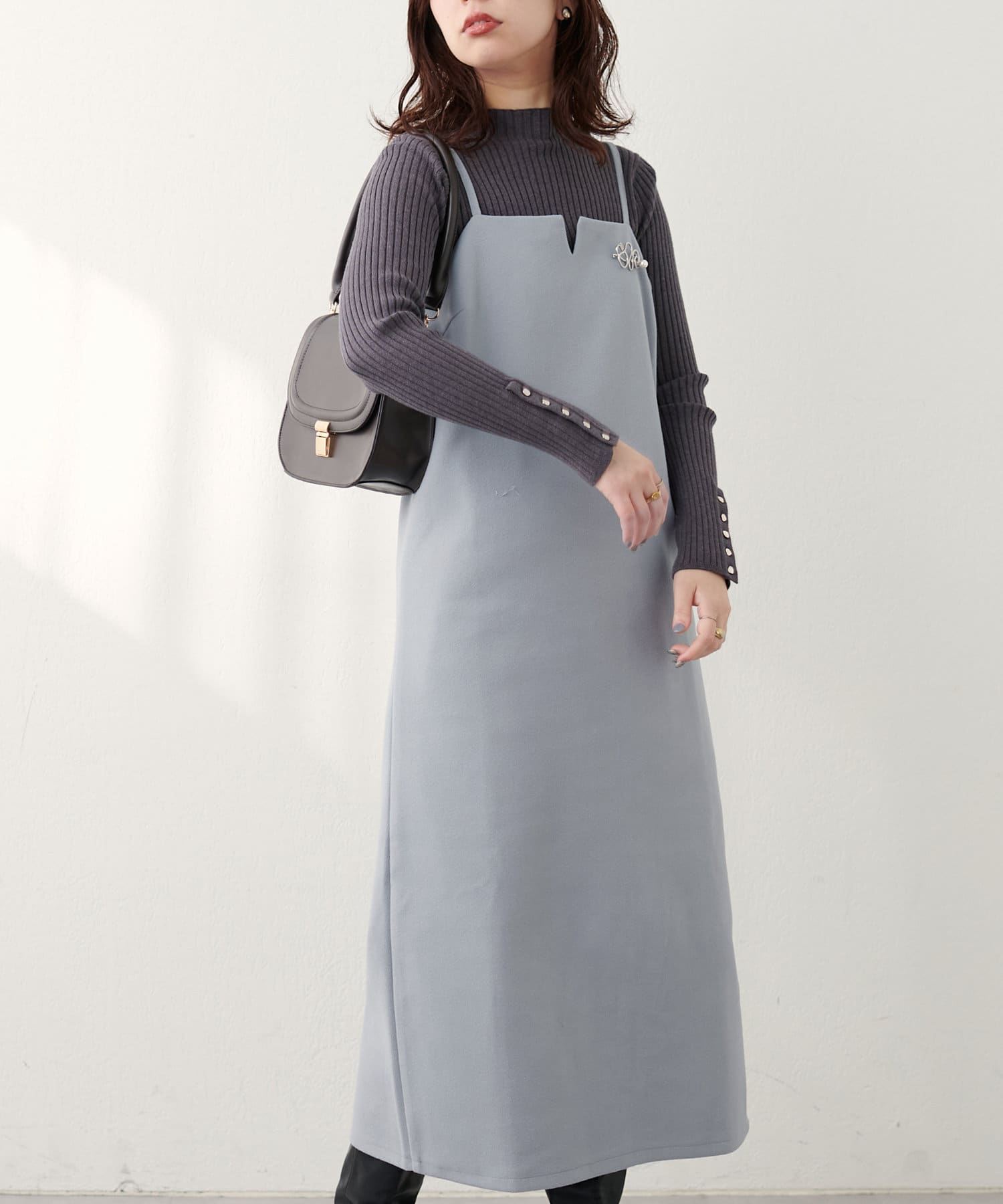 WEB限定】キーネック圧縮ニットキャミワンピース | natural couture