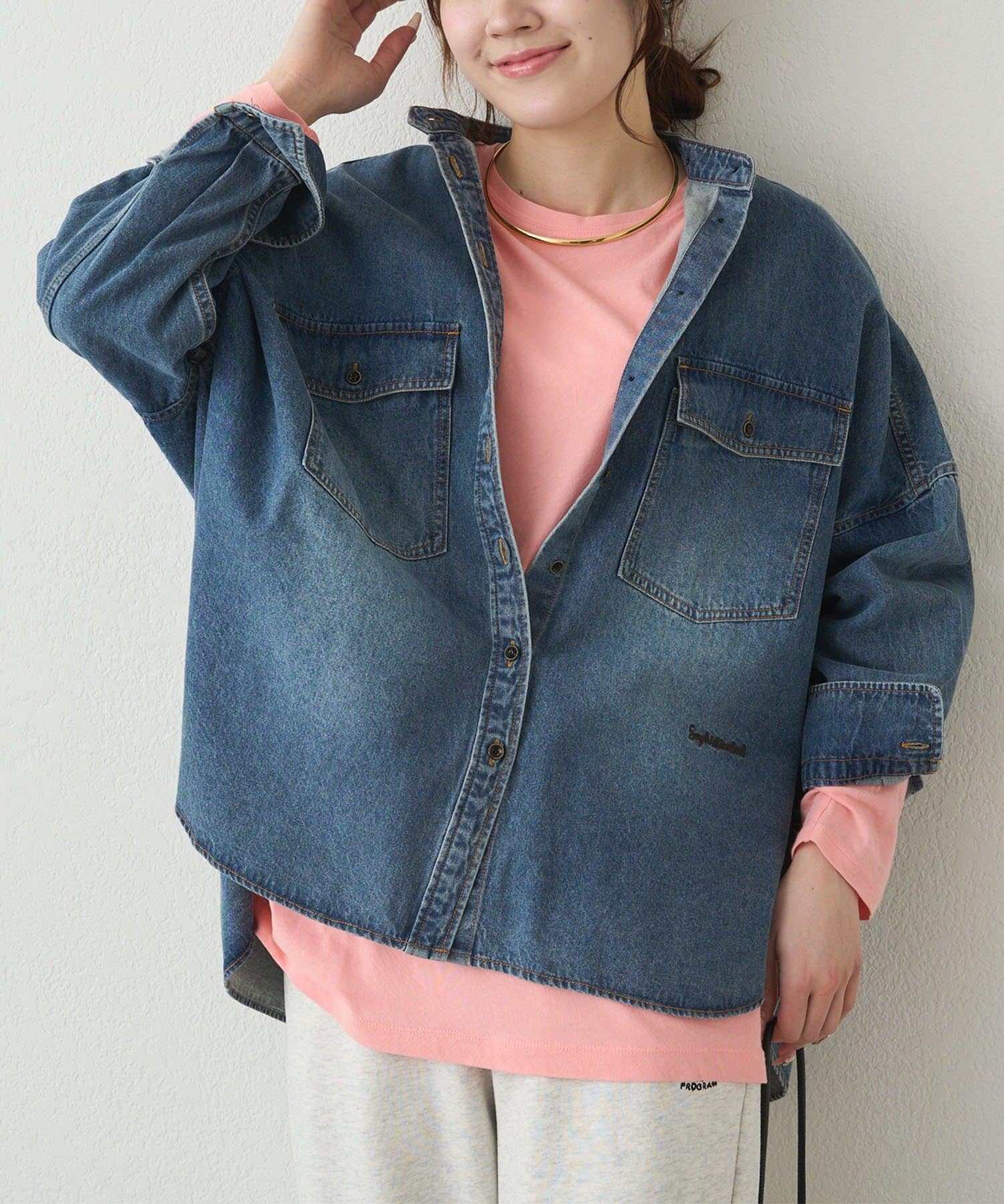 累計1万枚突破！/名品】ヴィンテージライクデニムバンドカラーシャツ