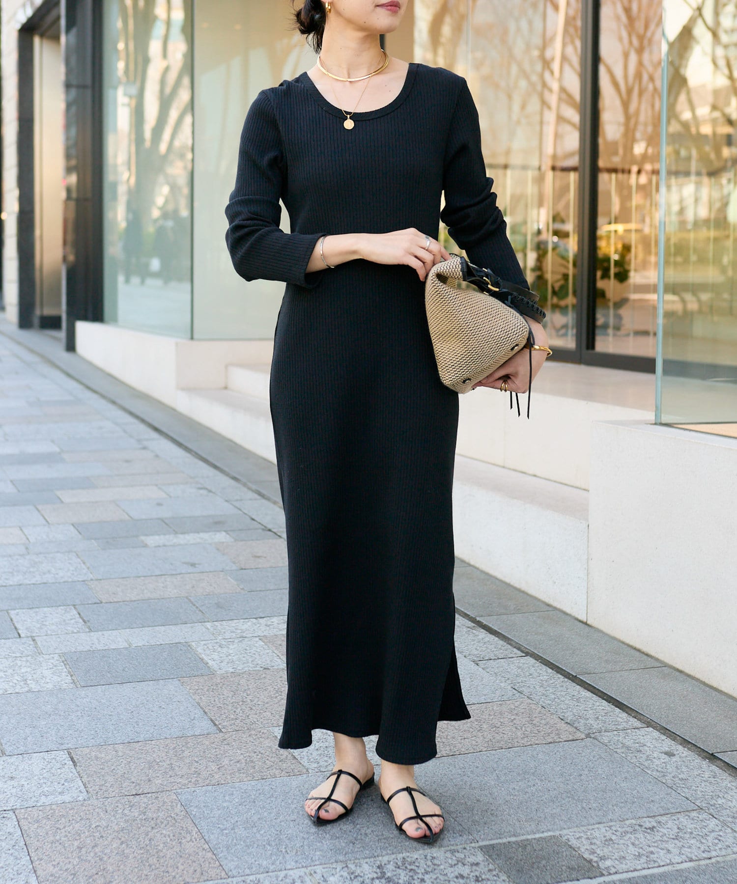 全骨格細見え】2WAYロングリブワンピース | RIVE DROITE(リヴドロワ