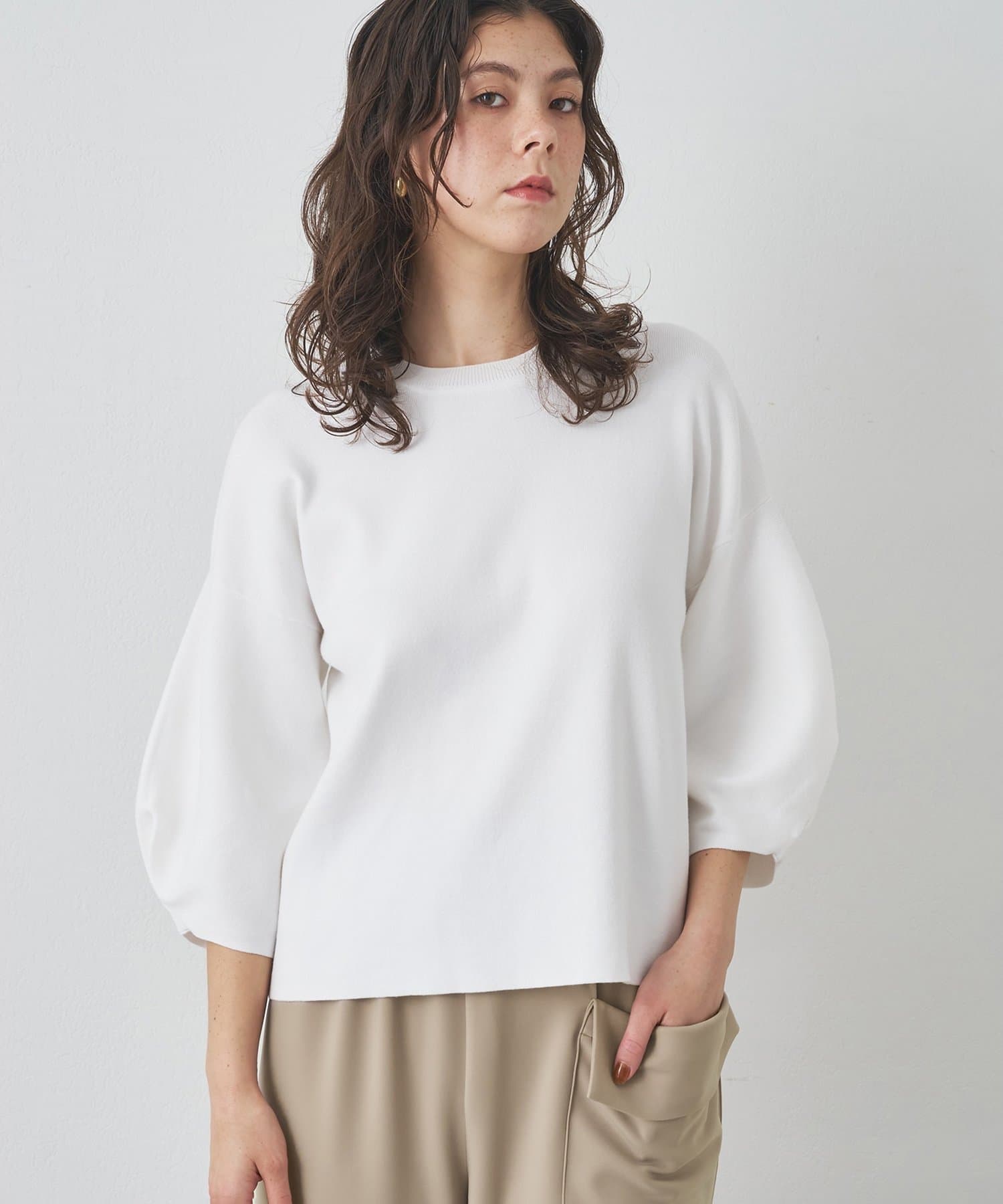 Drawing Numbers】コットン袖パフニットプルオーバー | Whim Gazette