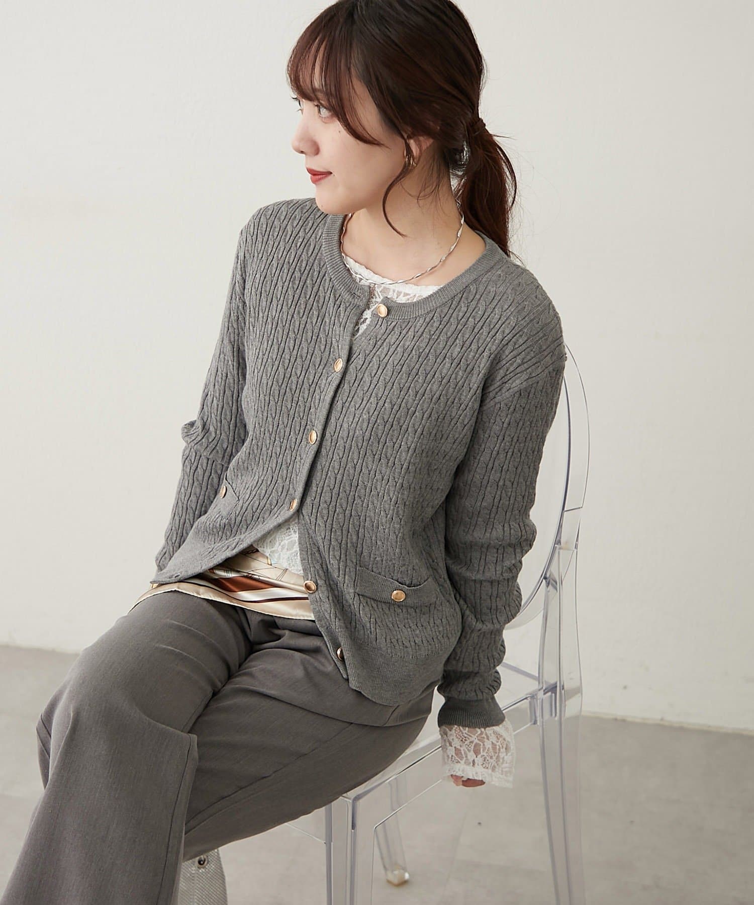 7色展開！カラバリ豊富！ケーブル金釦カーディガン | Remind me and