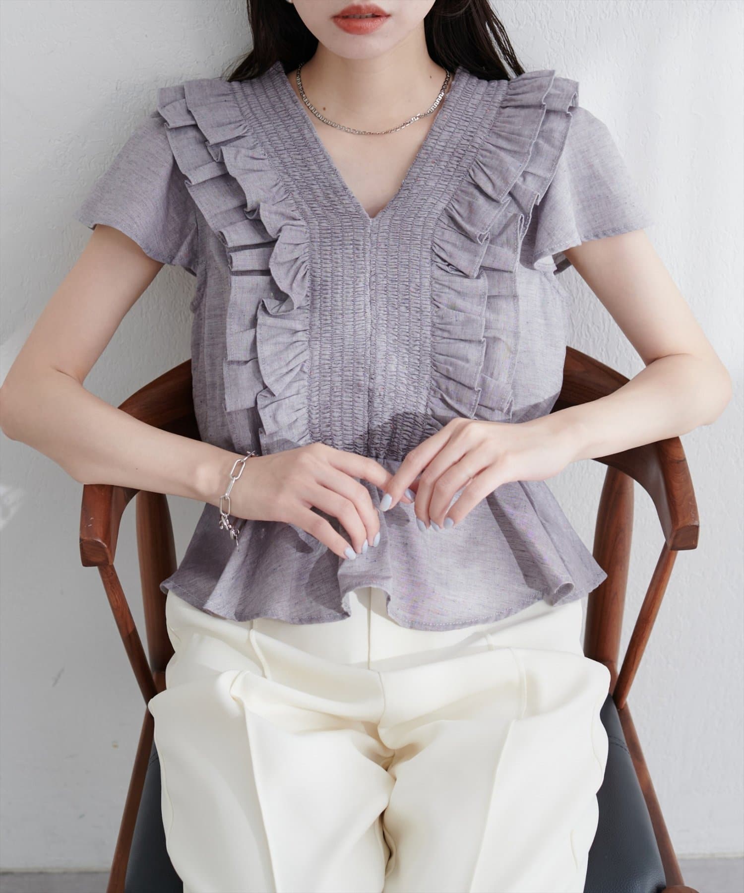 WEB限定】シャーリングペプラムブラウス | natural couture(ナチュラル