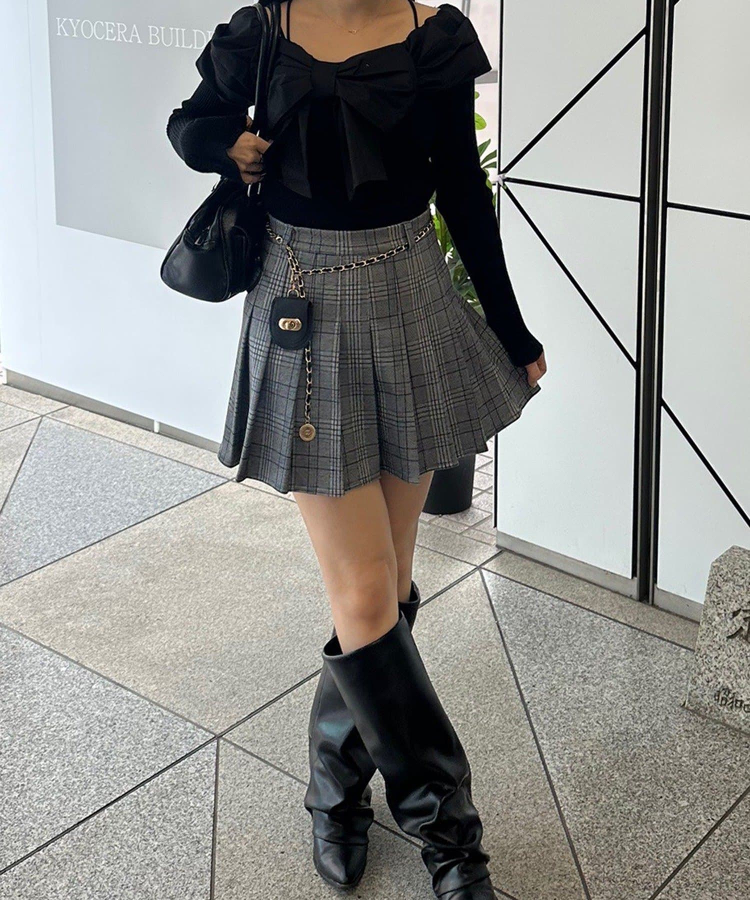 秋チェックで着映える【RMAF】チャーム付プリーツミニスカート | NICE