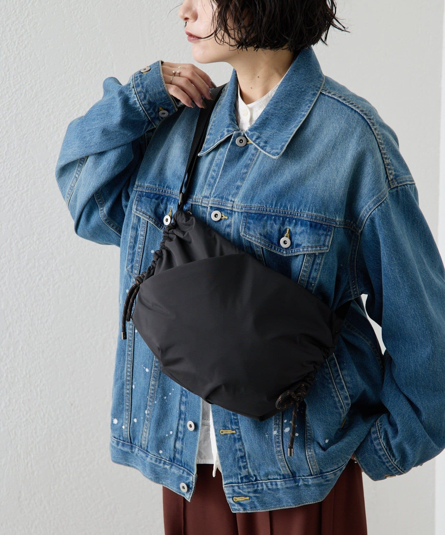 撥水/超軽量300g》ドロストショルダーバッグ | ear PAPILLONNER(イア