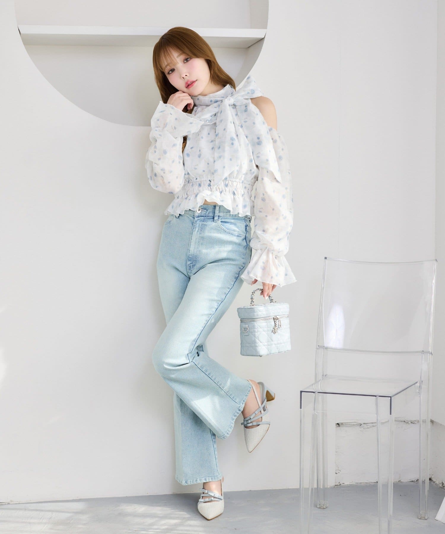 リボンミュール/サックスツイード | one after another NICE CLAUP