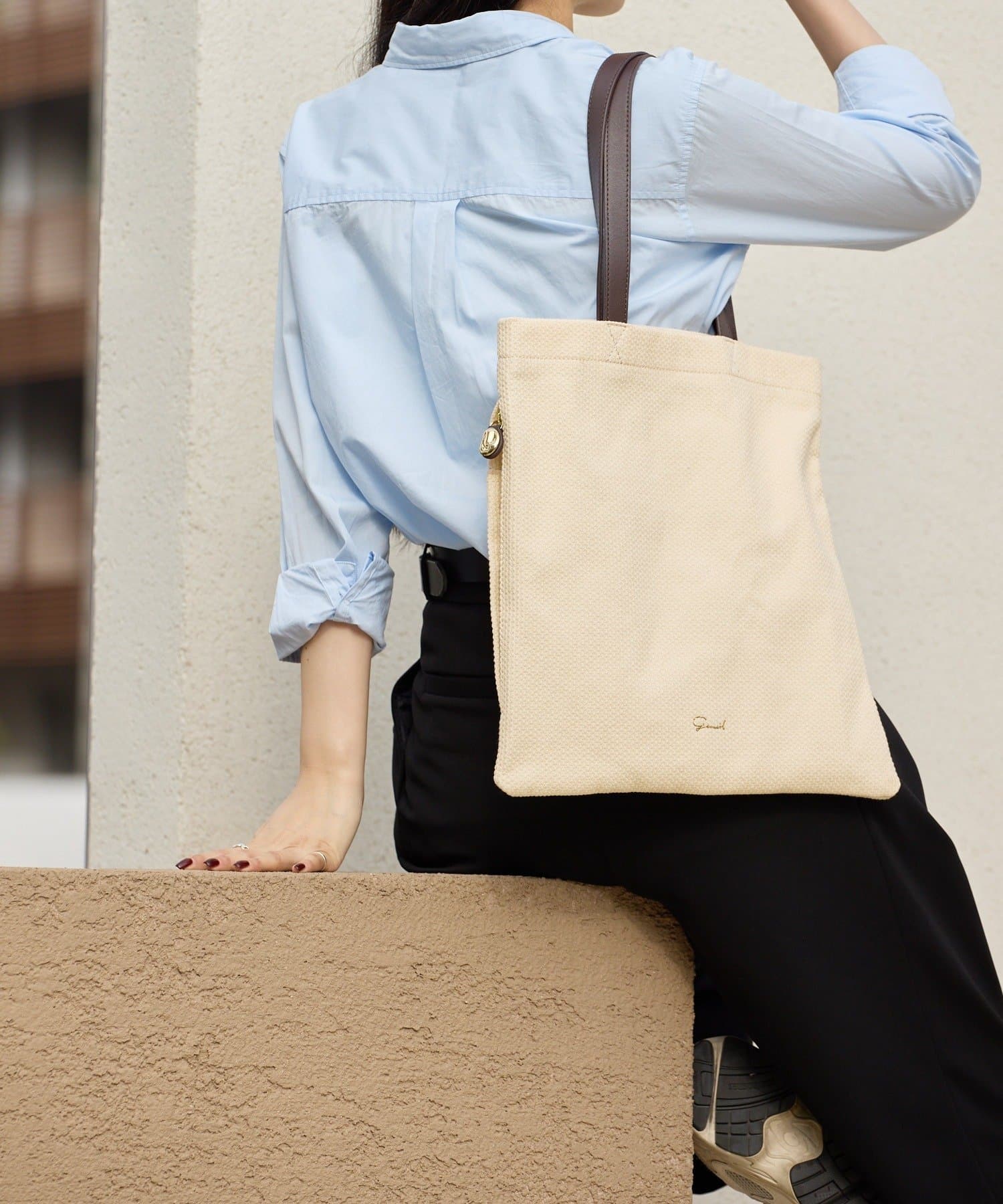 レザーハンドルキャンバストートバッグ(PT-347) | gemeil(ジェムイル