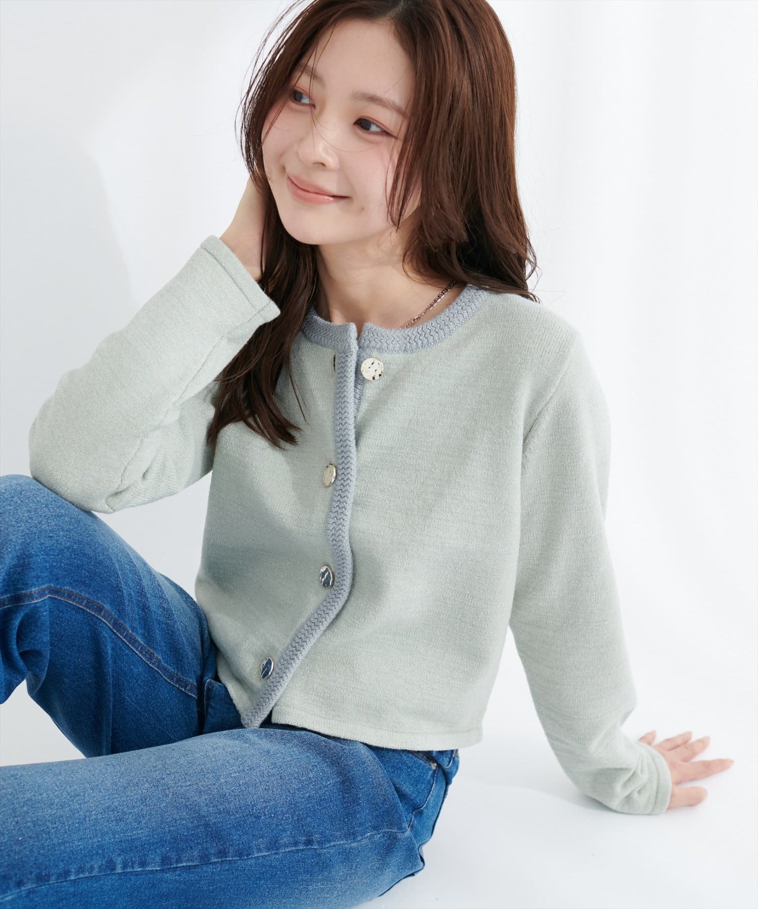 微配色ニットカーディガン | natural couture(ナチュラルクチュール