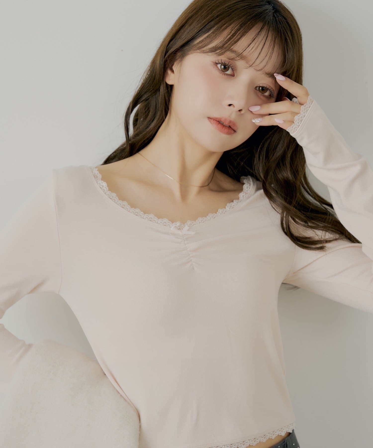 Chico】前後2wayレースギャザーロンT | OUTLET(アウトレット