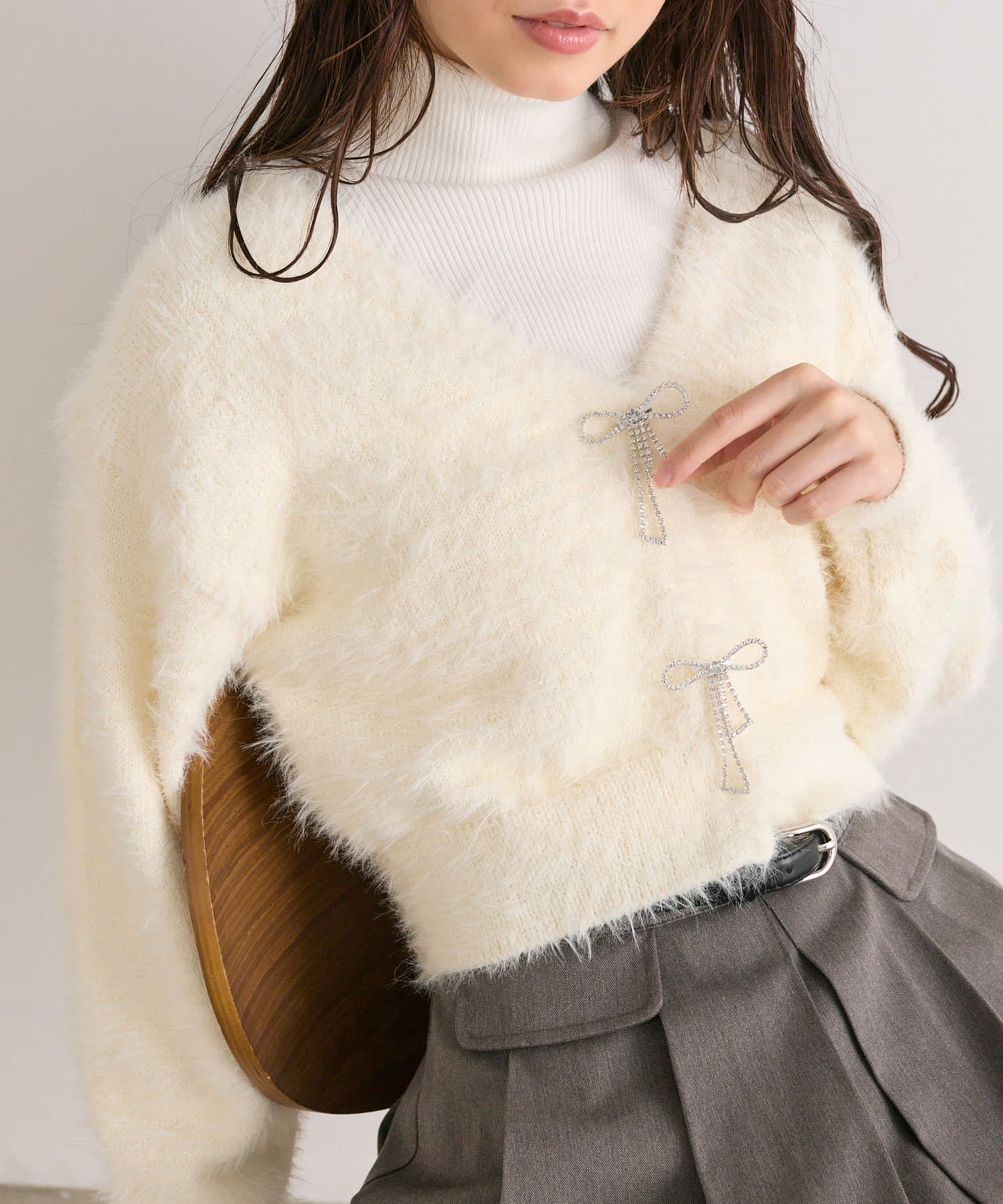 リボンビジューカーディガン | OLIVE des OLIVE(オリーブ デ オリーブ