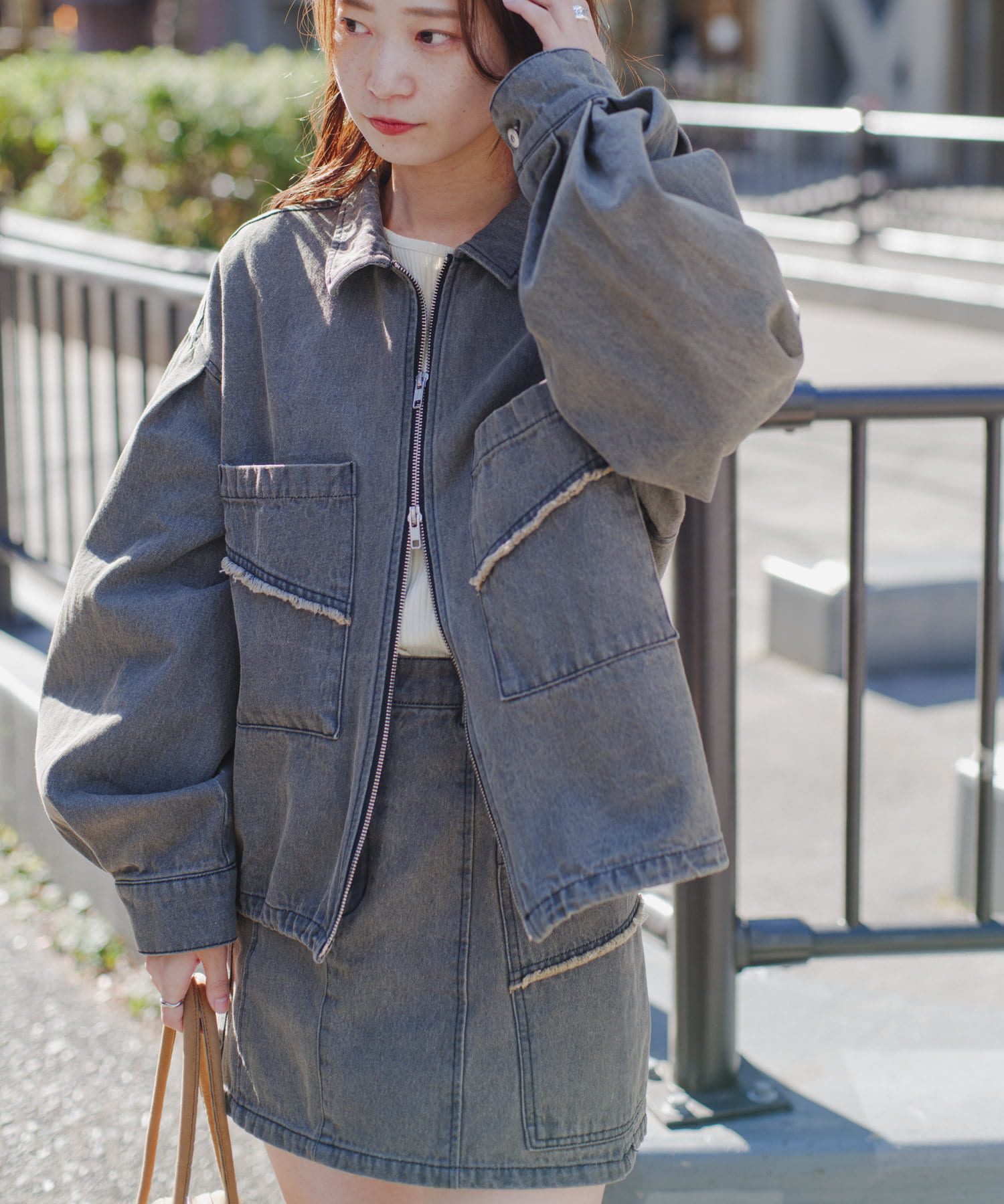 セットアップ対応】デニムダブルZIPジャケット | Kastane(カスタネ