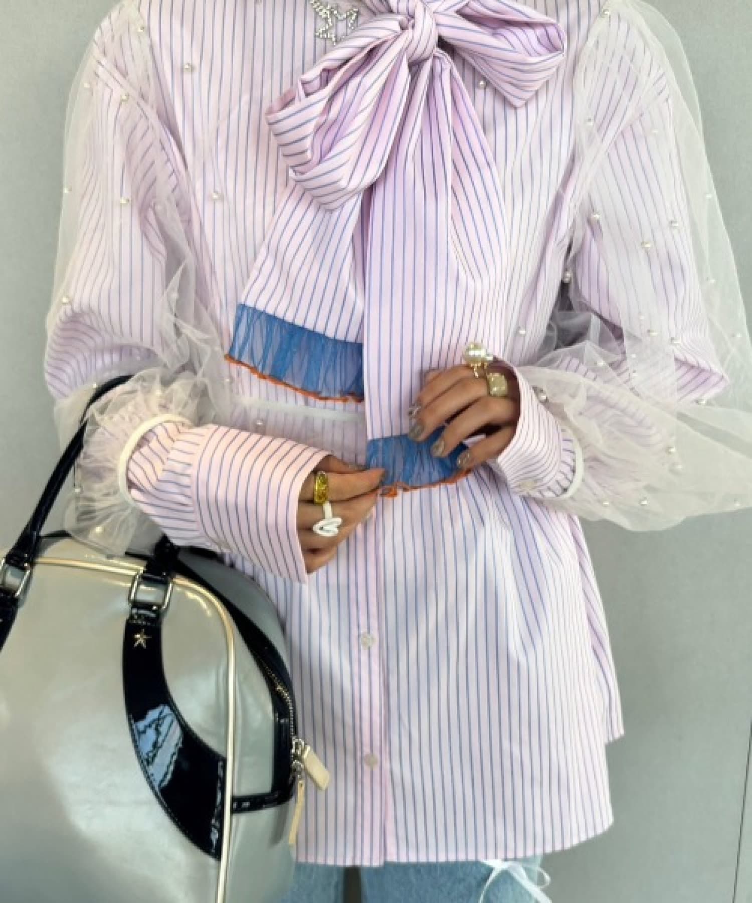 HELLO.SANFRANCISCO】【momo企画】ストライプ2wayボウタイブラウス