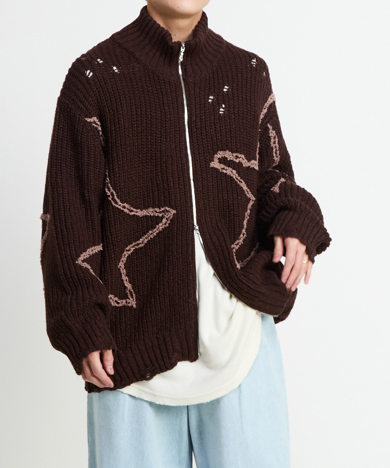 STAR☆ EMBROIDERY ZIP-UP KNIT CARDIGAN｜CONVERSE TOKYO (コンバース