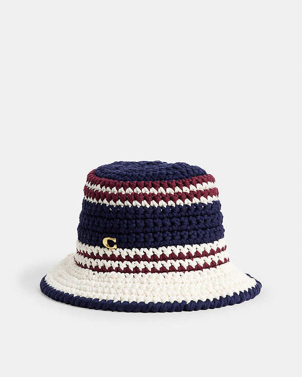 公式】COACH – コーチ | ストライプ クロシェ バケット ハット