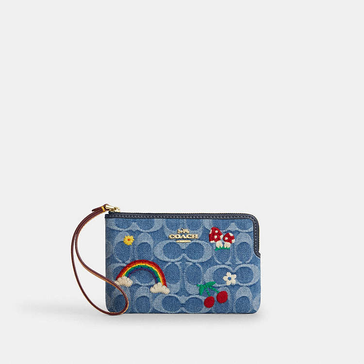 COACH® Outlet | Corner Zip Wristlet In Signature Denim