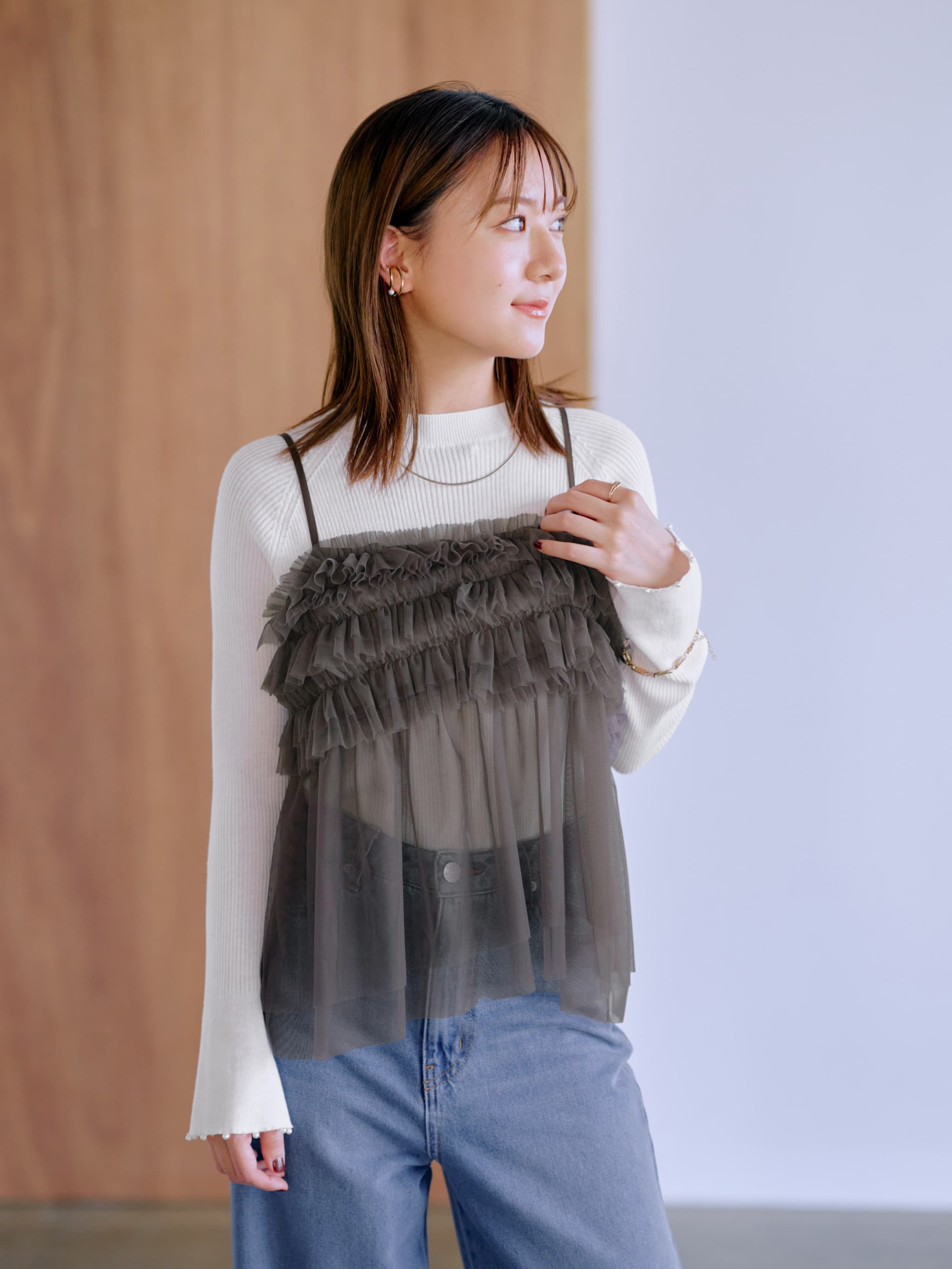 チュールフリルキャミソール | 小柄・低身長女性向けファッション通販