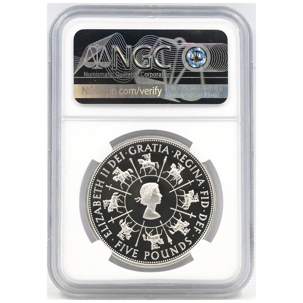 イギリス 1993 エリザベス2世 5ポンド 銀貨 NGC PF70UC 戴冠40周年記念