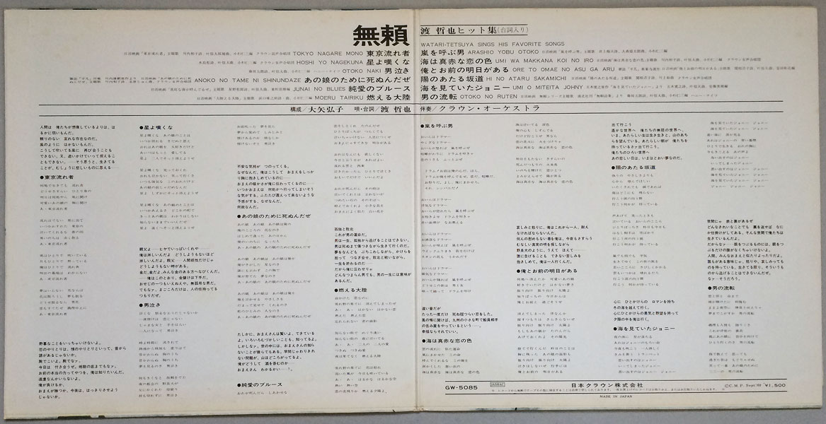 渡哲也ヒット集 無頼 - 中古レコード・アメコミ・洋書ペーパーバック