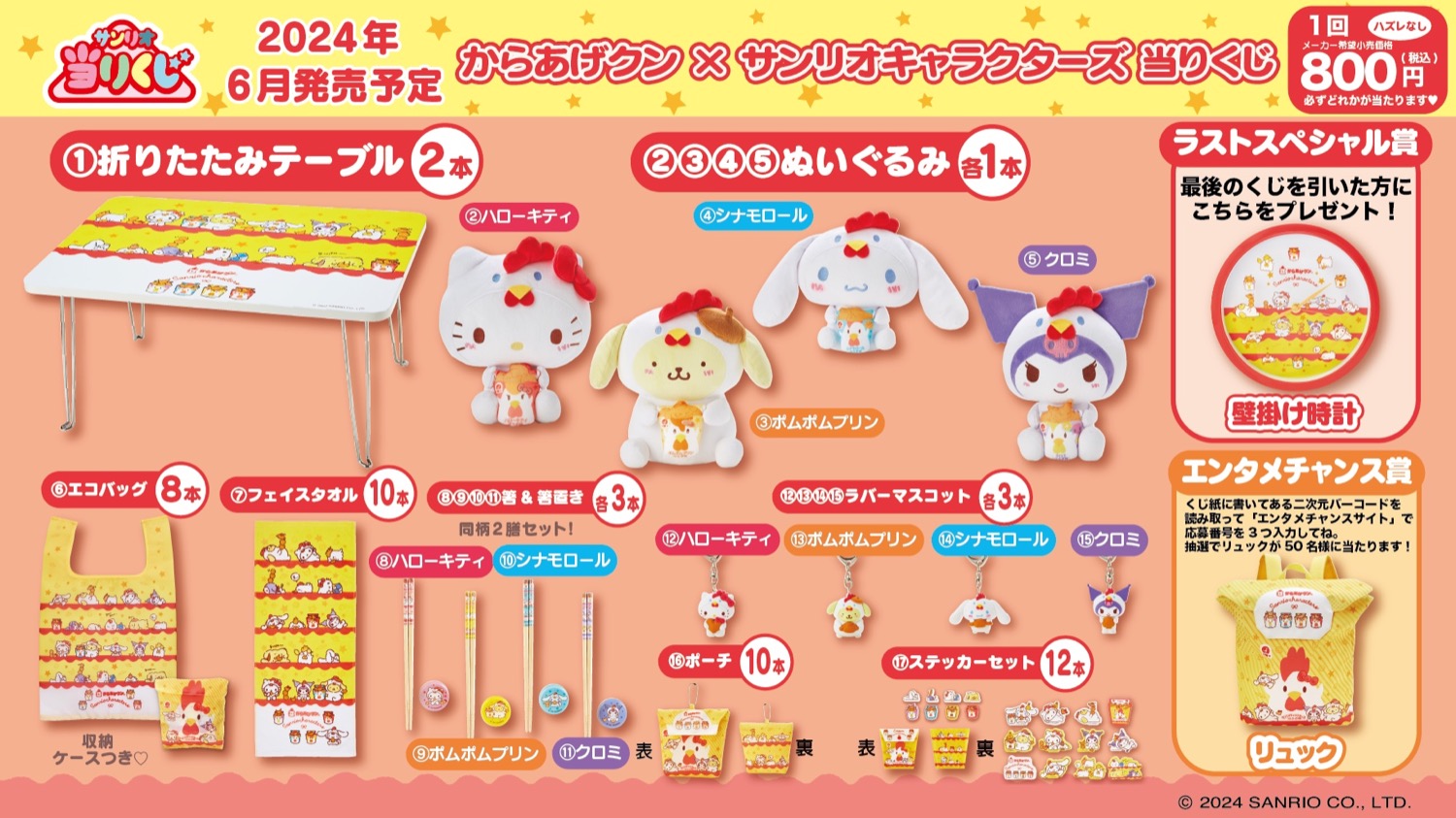 からあげクン × サンリオ 当りくじ 6月11日よりローソン全国にて発売!