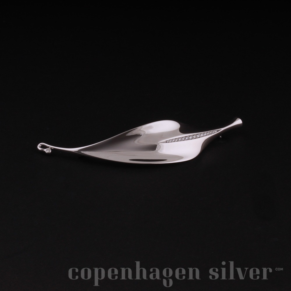 Georg Jensen Sterling Silver Brooch with Diamonds # 391