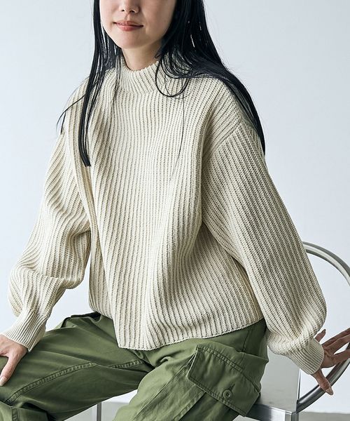 毛玉抑制/帯電防止】ラーベンモックネックニット