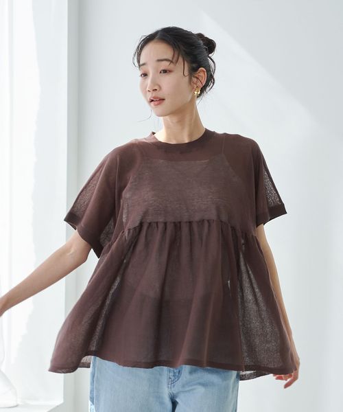 サラコ切替ギャザードルマンサマーニット