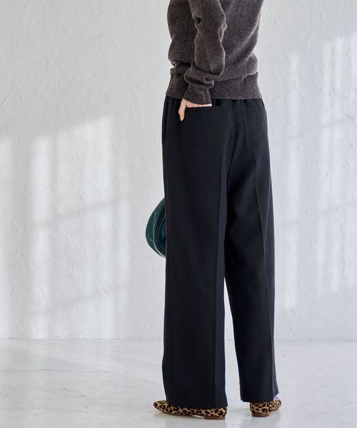 ウールMIXホームスパンイージーワイドパンツ