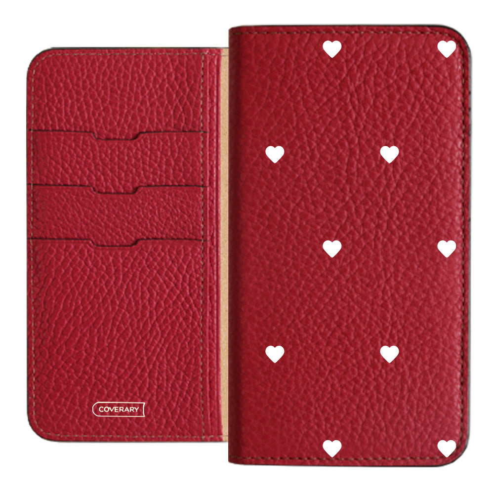 本革 32色 イタリアンシュリンクレザー ハート柄 手帳型ケース – COVERARY