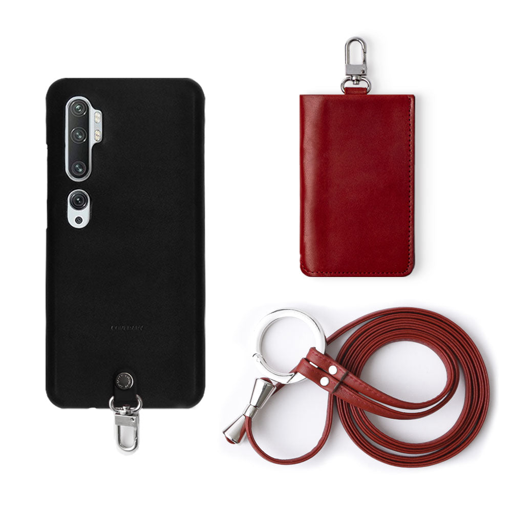 本革 栃木レザー 3点セットB カードケース&リングショルダーストラップ