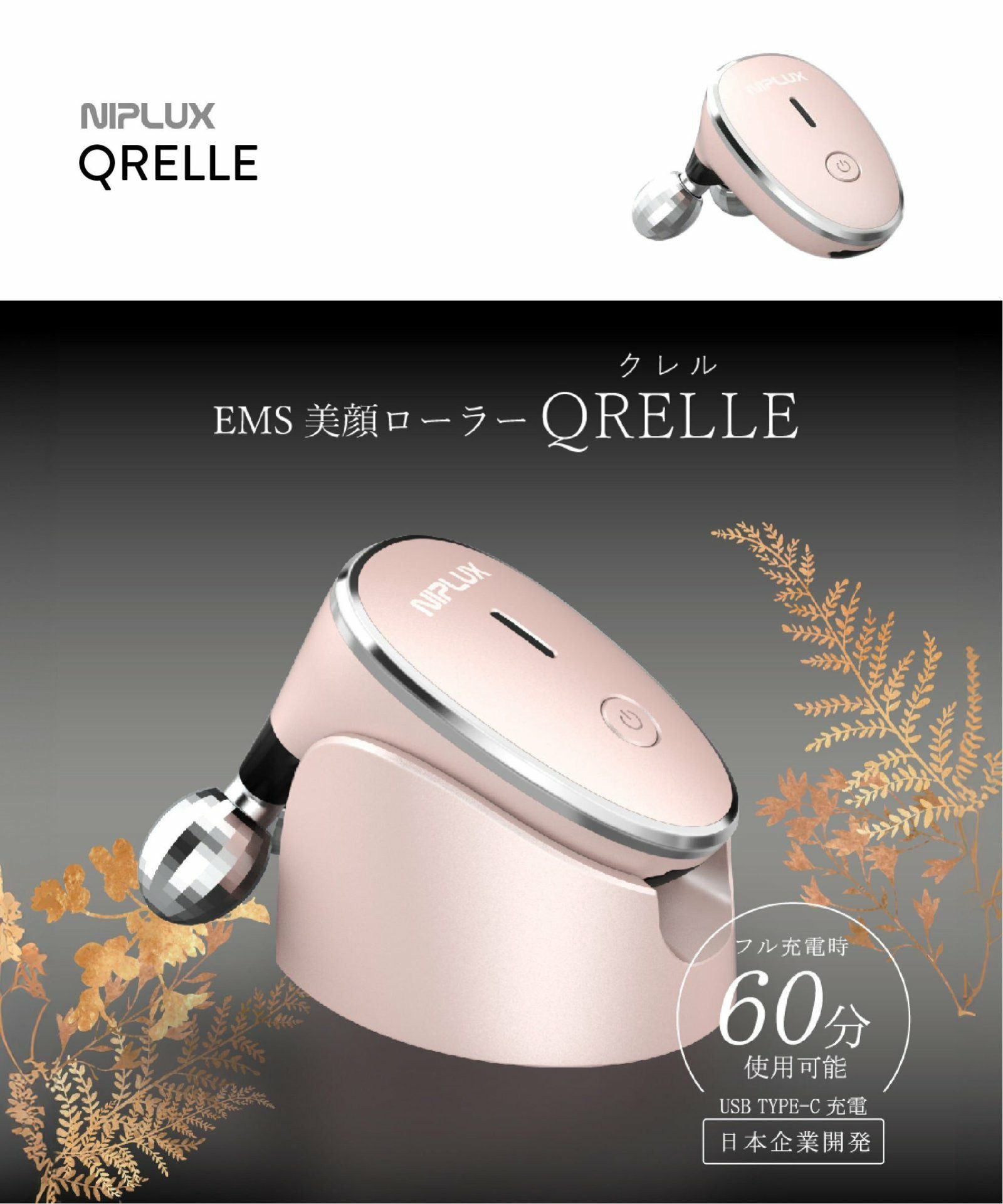 NIPLUX HYDRA 美顔ローラー USBケーブル付き NIPLUX 美顔ローラー USB