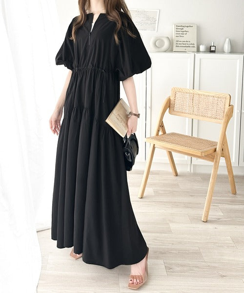 旬の素材&デザイン。大人の前後2way ハーフジップドロストティアード