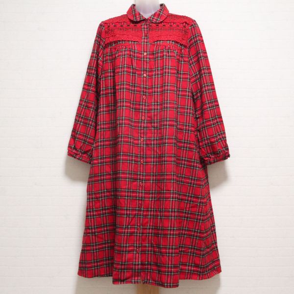 赤レース使いタータンチェックワンピース - ピンクハウス通販