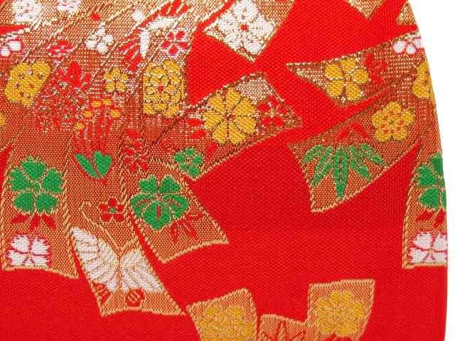 七五三 和装 バッグ 子供 7歳 帯生地のバッグ 合繊【赤、束ね熨斗】