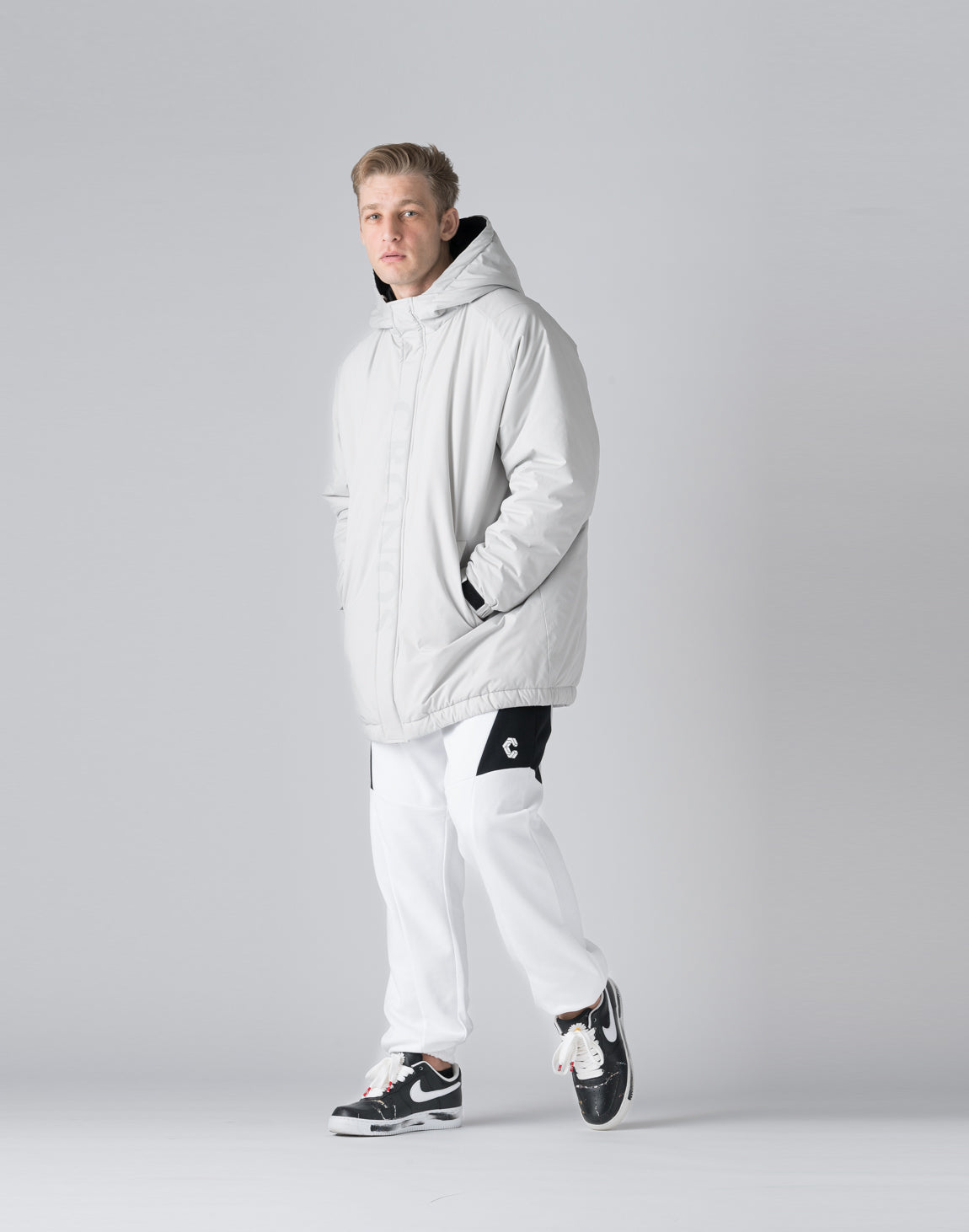 CRONOS Padded hooded jacket【ICE GRAY】