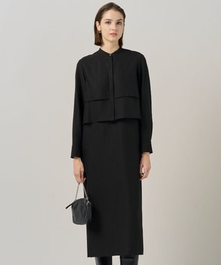 洗える】ウールワッシャーツイル シャツドッキング ワンピース / ICB