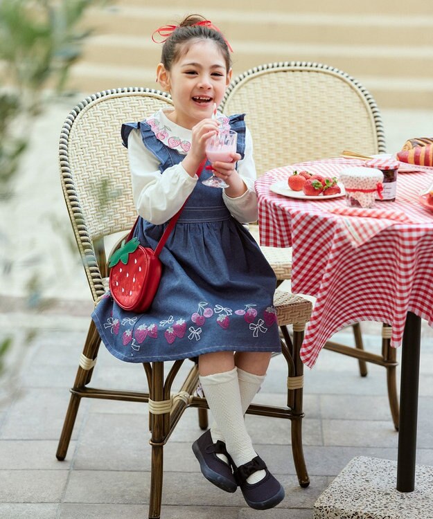 チェリーベリーシリーズ】フルーツ 刺繍 ジャンパースカート / ANY