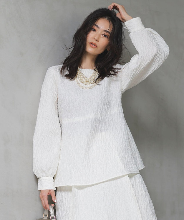 洗える】エクラジャカード ペプラム ブラウス / 23区 | ファッション