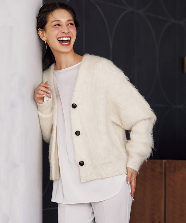 アルパカシャギー Vネックカーディガン / UNFILO L | ファッション通販