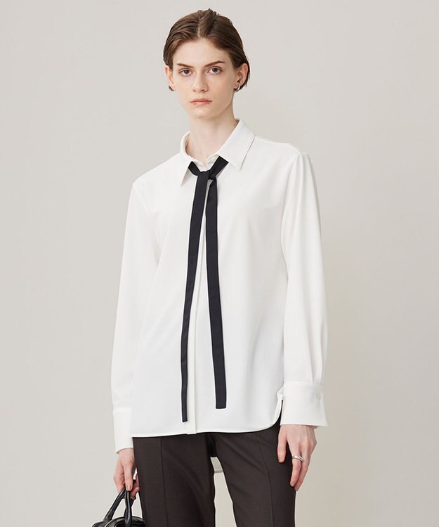 洗える】マラボーテジョーゼット ボウタイデザインカットソー / ICB