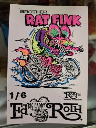 Brother Rat Fink Motorcycle Silkscreen Mini Print 3.5x5
