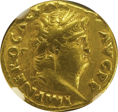 ローマ帝国 ネロ(AD54-68) アウレウス金貨 ユピテル座像 Fr-94 7.3g