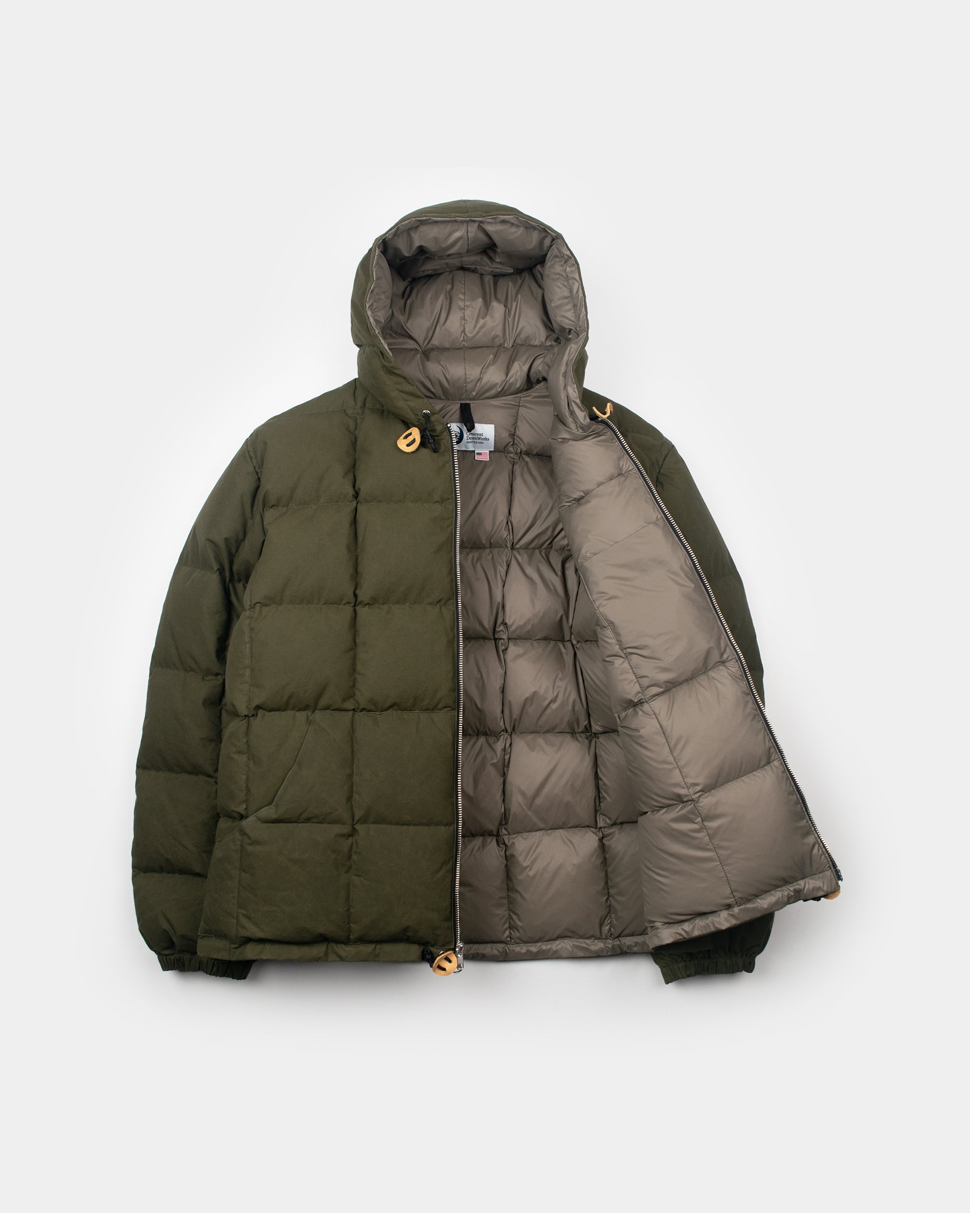 Crescent Down Works Hooded Sweatshirt | Dry Wax Cotton | Douglas Green