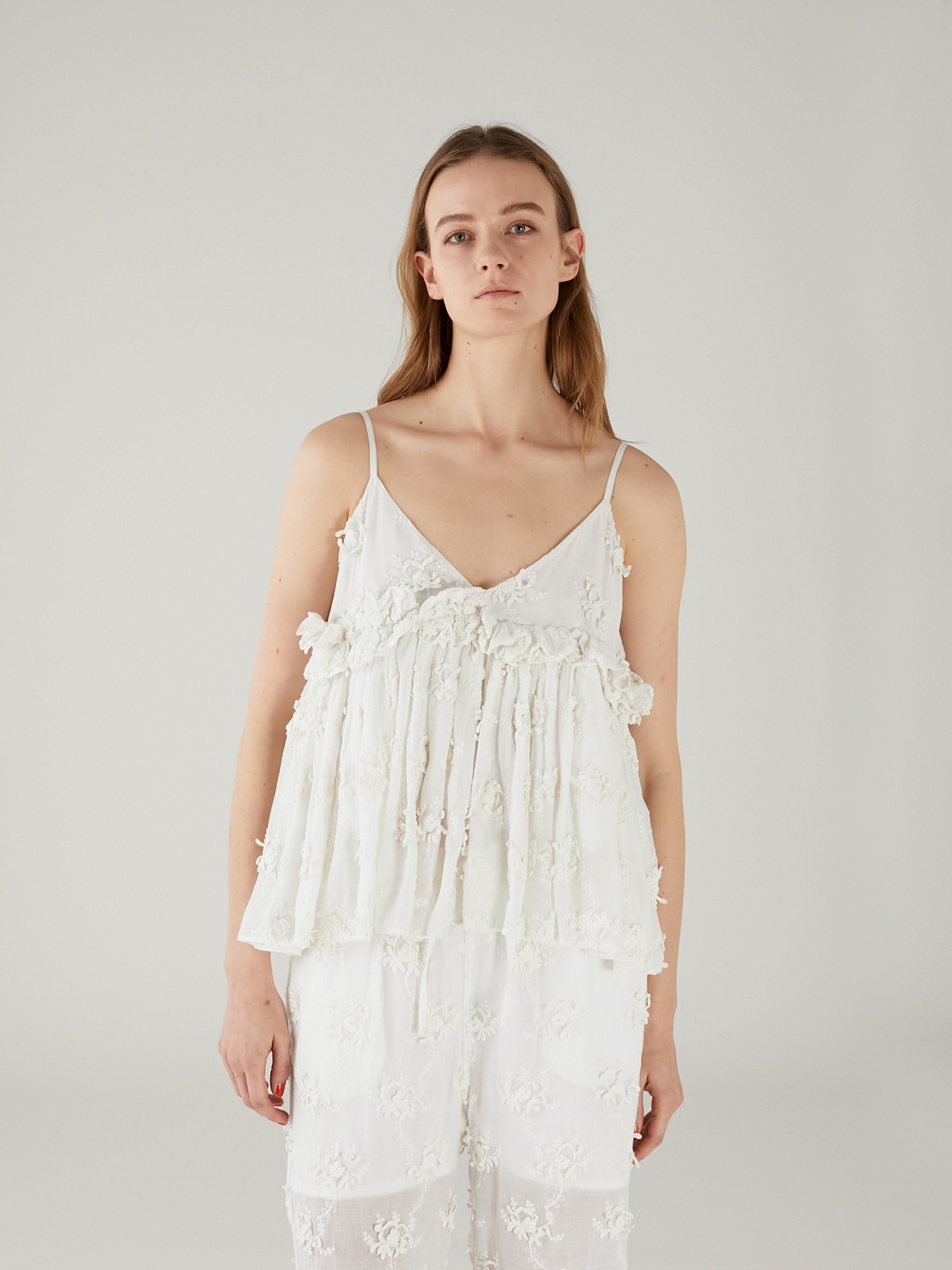 3D embroidery camisole | WHITE
